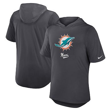 Men's Nike Anthracite Miami Dolphins Tri-Blend Performance Hoodie T-Shirt