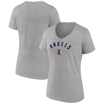 Women's Fanatics Gray Los Angeles Angels V-Neck T-Shirt