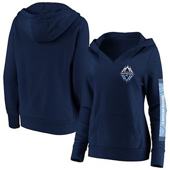Women's��Fanatics Navy Vancouver Whitecaps FC Fleece Scarf Sleeve V-Neck Pullover Hoodie