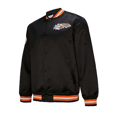 Men's Mitchell & Ness Black Cincinnati Bengals Double Down Satin Full-Snap Jacket