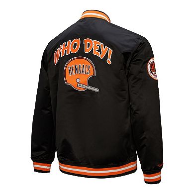 Men's Mitchell & Ness Black Cincinnati Bengals Double Down Satin Full-Snap Jacket