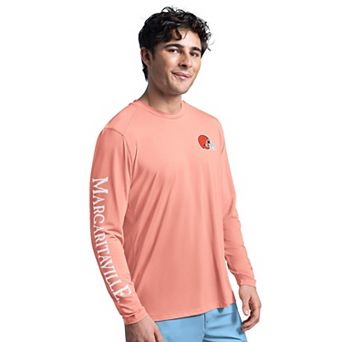 Men's G-III Sports by Carl Banks Coral Cleveland Browns Margaritaville Rock Harbor Long Sleeve Rashguard Top