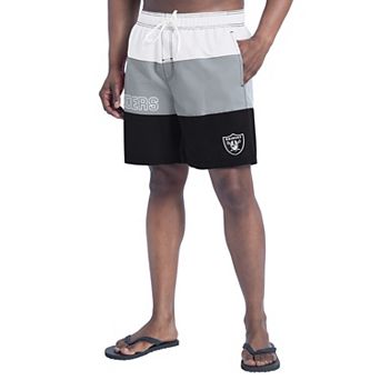 Men's G-III Sports by Carl Banks Black/Silver Las Vegas Raiders Sunrise Volley Swim Shorts