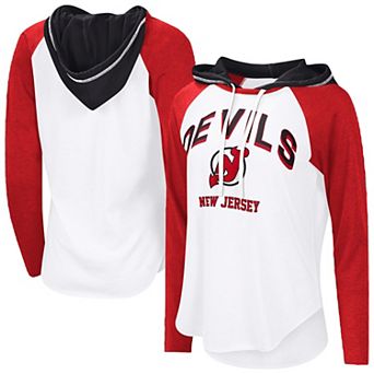 Women's G-III 4Her by Carl Banks White New Jersey Devils VIP Raglan Long Sleeve Hoodie T-Shirt