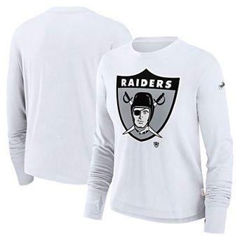 Women's Nike White Las Vegas Raiders Large Logo Cropped Long Sleeve Fashion T-Shirt