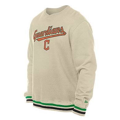 Men's New Era Cream Cleveland Guardians St. Patrick's Day Twill Pullover Sweatshirt