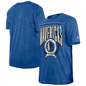 Men's New Era Blue Dallas Mavericks Throwback Vintage Boxy Mineral Wash T-Shirt