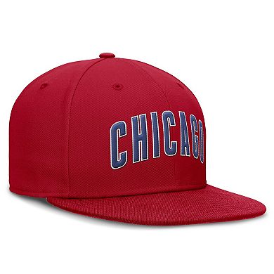 Men's Nike Red Chicago Cubs Wordmark Dri-FIT Round Bill True Fitted Hat