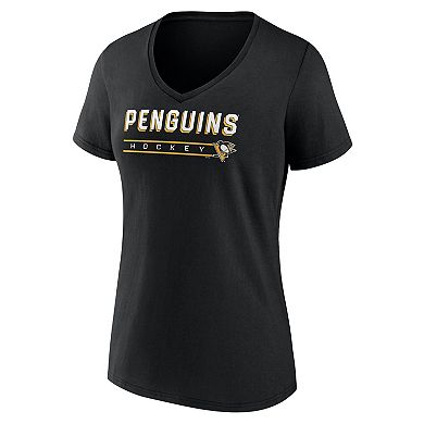 Women's Fanatics Black Pittsburgh Penguins V-Neck T-Shirt