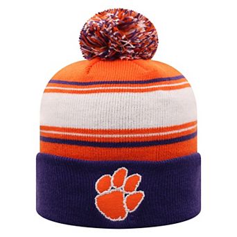 Men's Top of the World Orange Clemson Tigers Ambient Cuffed Knit Hat with Pom