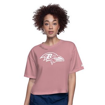 Women's Starter Pink Baltimore Ravens Play the Ball Boxy Cropped T-Shirt