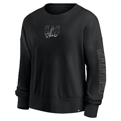 Women's Fanatics Black San Antonio Spurs Oversized Game Day Pullover Sweatshirt