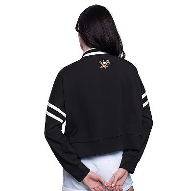 Women's Starter Black Pittsburgh Penguins Power Play Cropped Pullover Sweatshirt