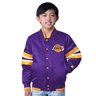 Youth Starter Purple Los Angeles Lakers Scout I Full-Snap Varsity Jacket