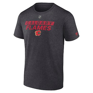 Men's Fanatics Heather Charcoal Calgary Flames Authentic Pro Core Primary T-Shirt
