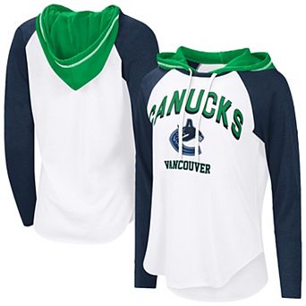 Women's��G-III 4Her by Carl Banks White Vancouver Canucks VIP Raglan Long Sleeve Hoodie T-Shirt