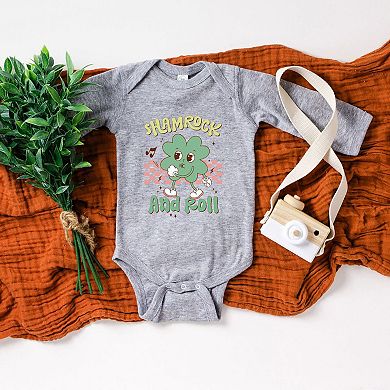 Shamrock And Roll Baby Long Sleeve Bodysuit