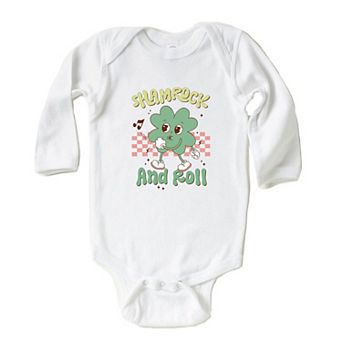 Shamrock And Roll Baby Long Sleeve Bodysuit