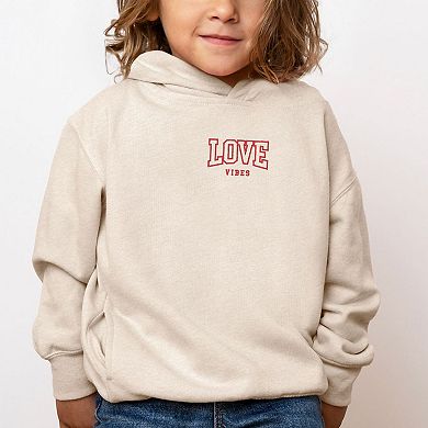 Embroidered Varsity Love Vibes Toddler Graphic Hoodie
