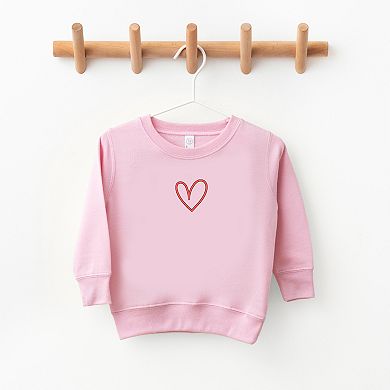Embroidered Hand Drawn Heart Youth Ultra-Soft Graphic Sweatshirt