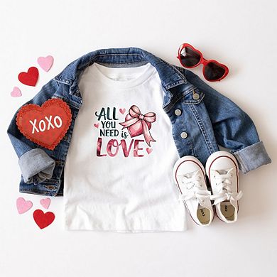 All You Need Is Love Coquette Toddler Short Sleeve Graphic Tee