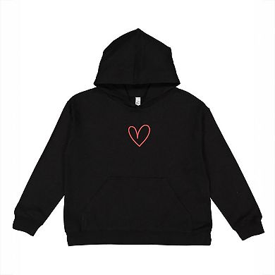 Embroidered Hand Drawn Heart Youth Graphic Hoodie