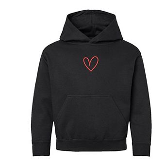Embroidered Hand Drawn Heart Youth Graphic Hoodie