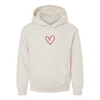 Embroidered Hand Drawn Heart Youth Graphic Hoodie
