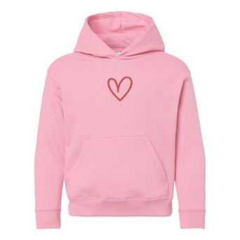 Embroidered Hand Drawn Heart Youth Graphic Hoodie