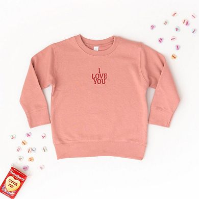 Embroidered I Love You Words Youth Ultra-Soft Graphic Sweatshirt