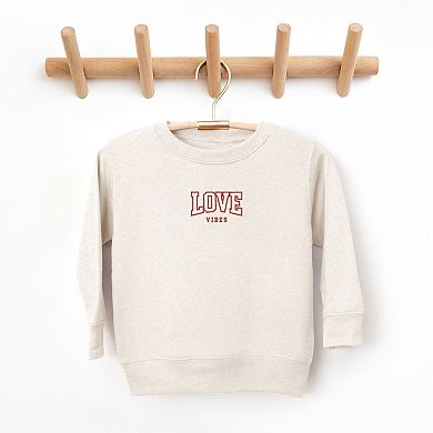 Embroidered Varsity Love Vibes Youth Ultra-Soft Graphic Sweatshirt