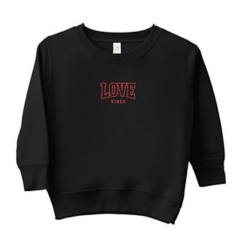 Embroidered Varsity Love Vibes Youth Ultra-Soft Graphic Sweatshirt