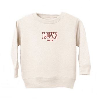 Embroidered Varsity Love Vibes Youth Ultra-Soft Graphic Sweatshirt
