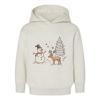 Deer Snowman Scene Toddler Graphic Hoodie