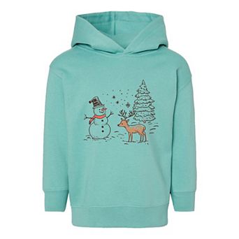 Deer Snowman Scene Toddler Graphic Hoodie