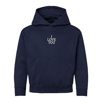 Embroidered I Love You Words Youth Graphic Hoodie