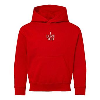 Embroidered I Love You Words Youth Graphic Hoodie