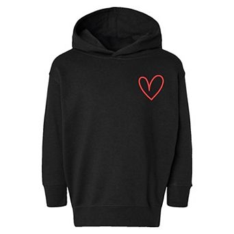 Embroidered Hand Drawn Heart Toddler Graphic Hoodie