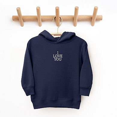 Embroidered I Love You Words Toddler Graphic Hoodie