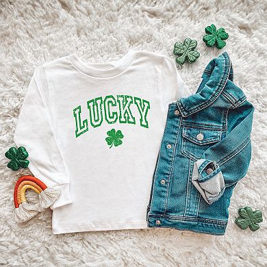 Lucky Clover Distressed Toddler Long Sleeve Graphic Tee