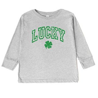 Lucky Clover Distressed Toddler Long Sleeve Graphic Tee