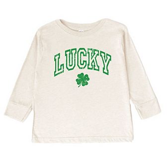 Lucky Clover Distressed Toddler Long Sleeve Graphic Tee