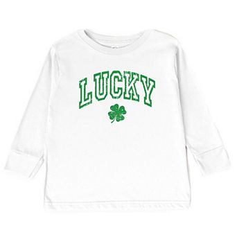 Lucky Clover Distressed Toddler Long Sleeve Graphic Tee