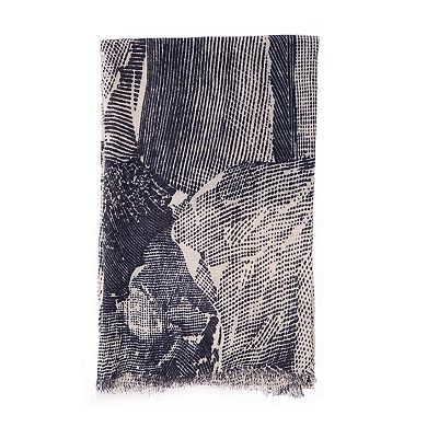 Glitzhome Navy and Beige Shabby/Chic Scarf