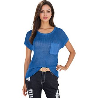Women's Sleeveless Knit Top with Ribbed Texture and Front Patch Pocket
