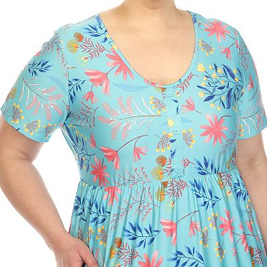 Plus Size Floral Tiered Midi Dress with Pockets