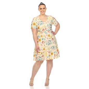Plus Size Floral Tiered Midi Dress with Pockets