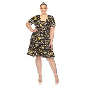 Plus Size Floral Tiered Midi Dress with Pockets