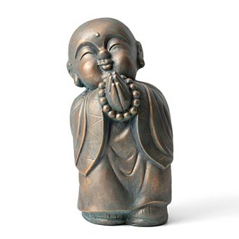Glitzhome Elegant MGO Faux Bronze Little Buddha Monk Garden Staue