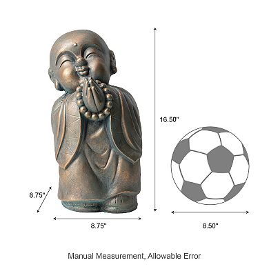 Glitzhome Elegant MGO Faux Bronze Little Buddha Monk Garden Staue